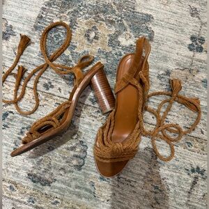 Joie lace up suede heels in Whiskey color